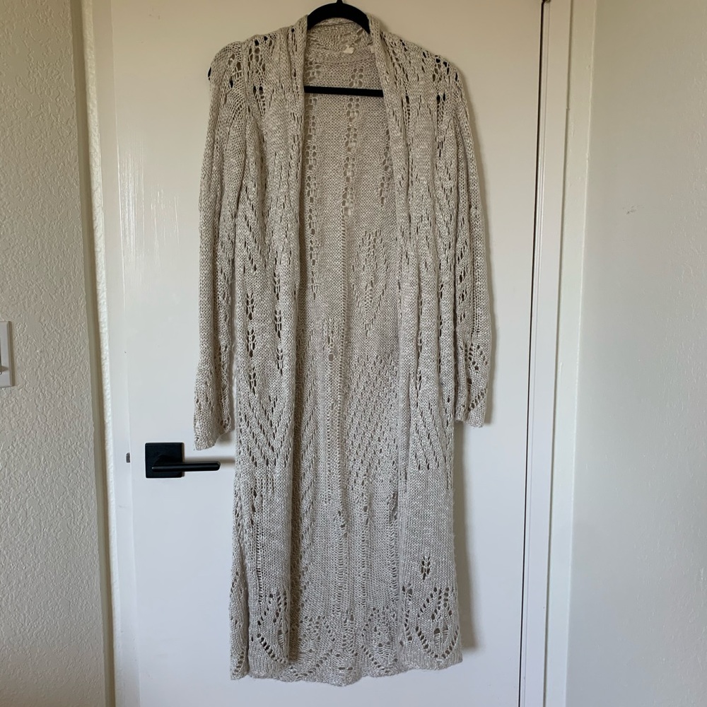 Moth Cream Knit Duster Cardigan